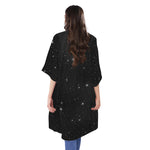 Black Space Print Open Front Beach Cover Up
