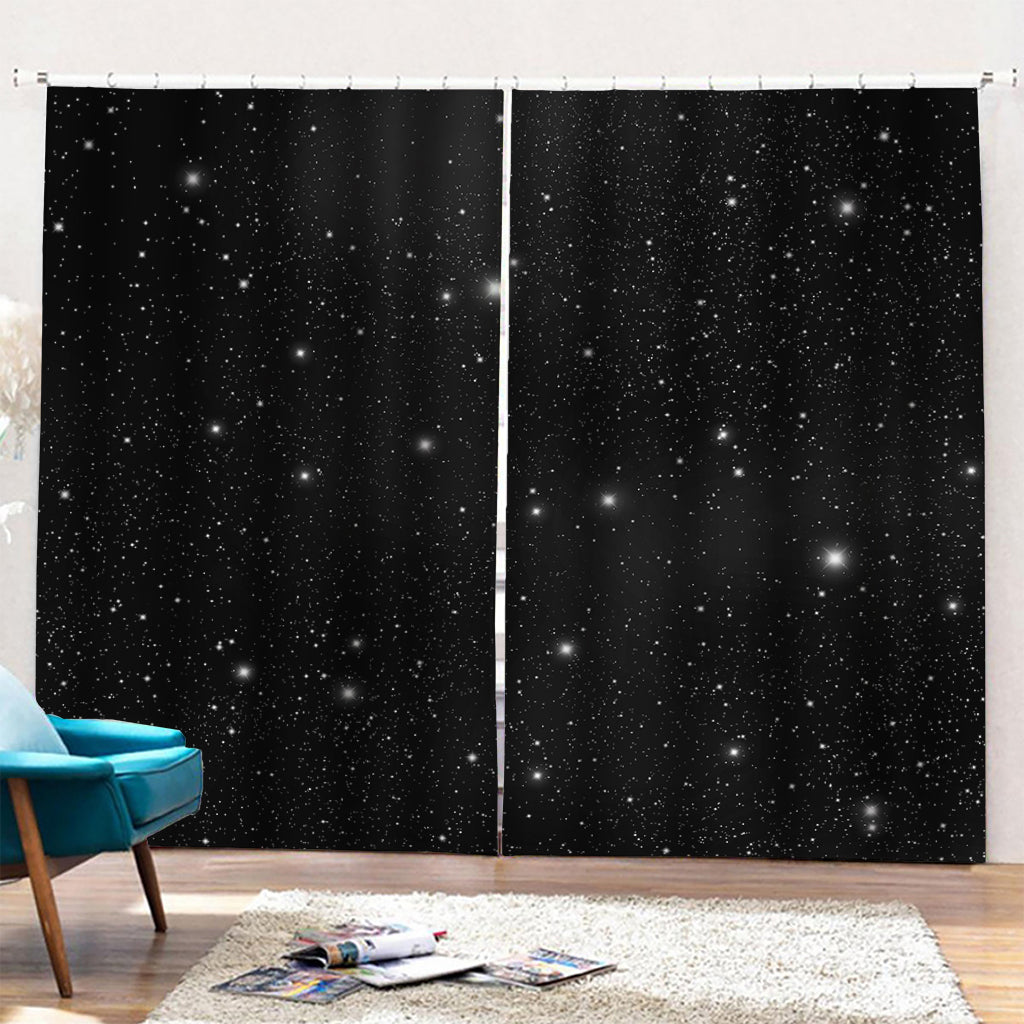 Black Space Print Pencil Pleat Curtains