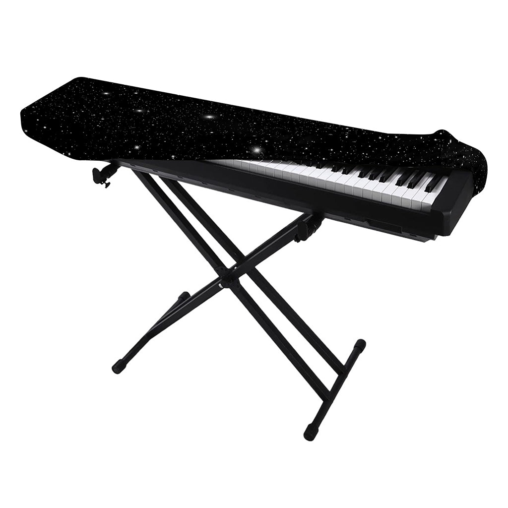 Black Space Print Piano Keyboard Cover