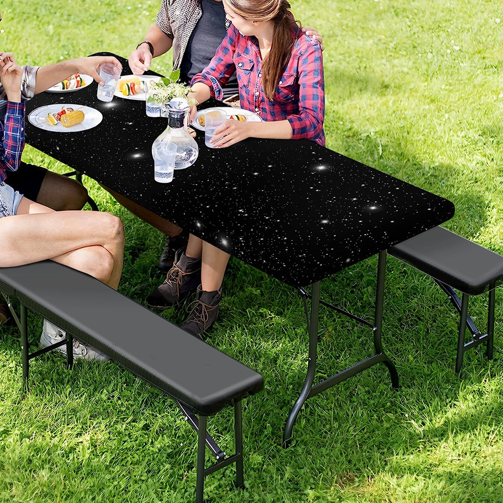 Black Space Print Picnic Table Cover