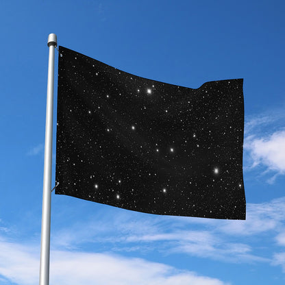 Black Space Print Polyester Flag