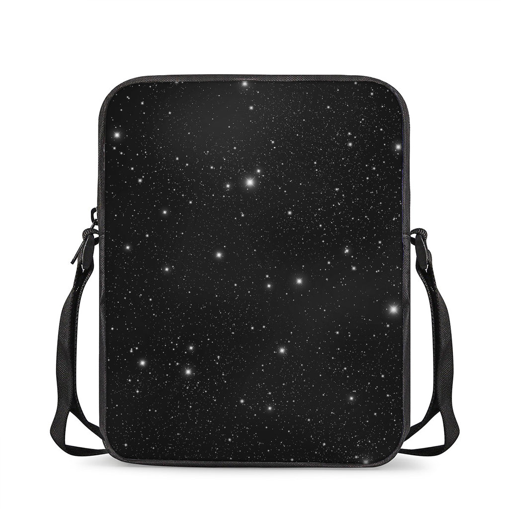 Black Space Print Rectangular Crossbody Bag