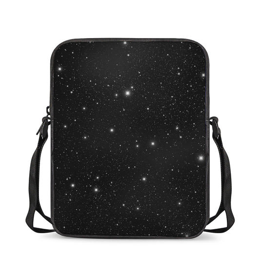 Black Space Print Rectangular Crossbody Bag