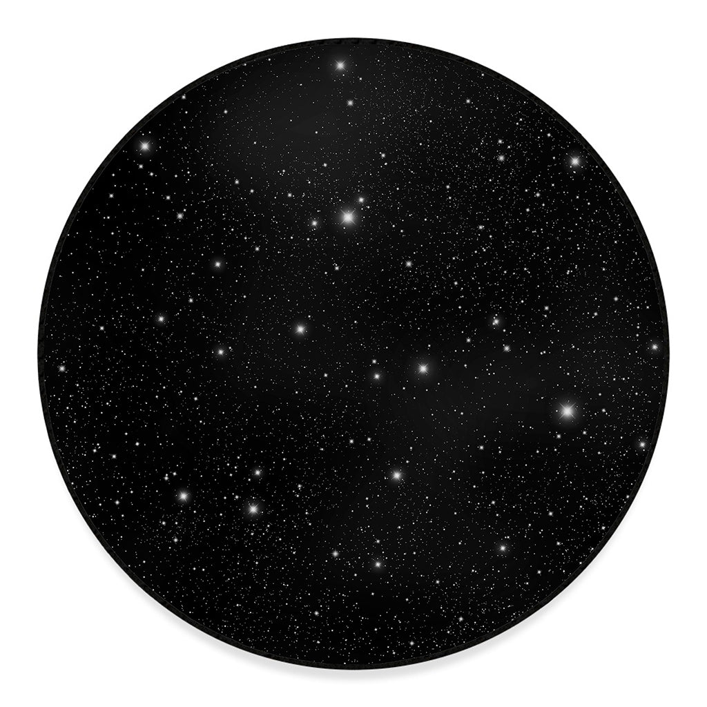 Black Space Print Round Floor Mat
