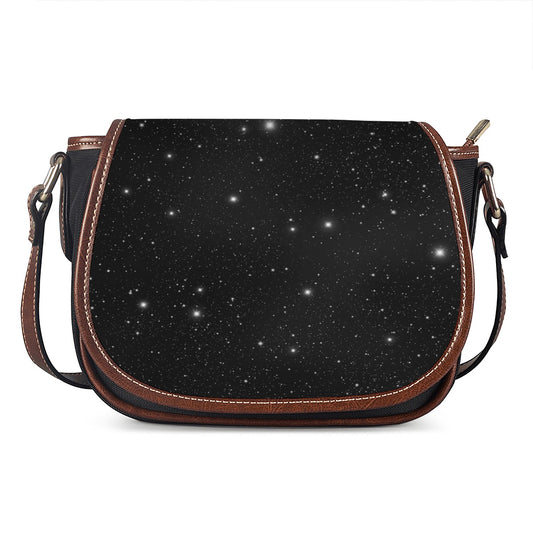 Black Space Print Saddle Bag