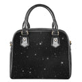 Black Space Print Shoulder Handbag