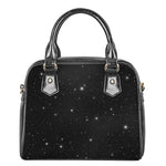 Black Space Print Shoulder Handbag