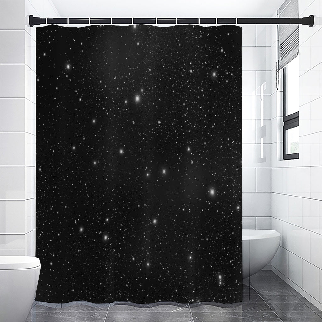 Black Space Print Shower Curtain
