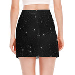 Black Space Print Side Slit Mini Skirt