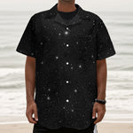 Black Space Print Textured Short Sleeve Shirt