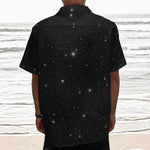 Black Space Print Textured Short Sleeve Shirt