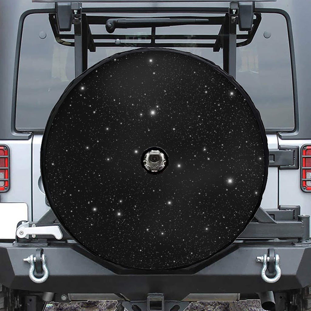 Black Space Print Tire Cover With Camera Hole