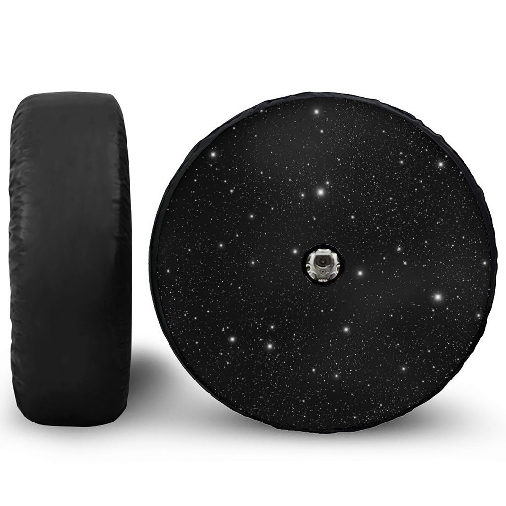 Black Space Print Tire Cover With Camera Hole