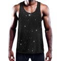 Black Space Print Men's Workout Tank Top