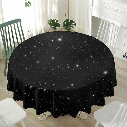 Black Space Print Waterproof Round Tablecloth