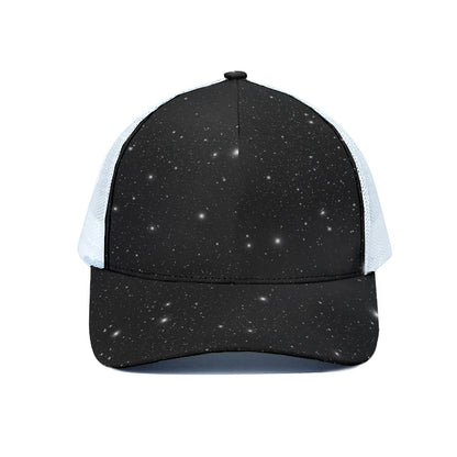 Black Space Print White Mesh Trucker Cap