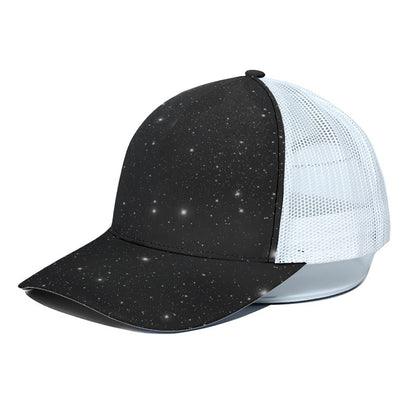 Black Space Print White Mesh Trucker Cap