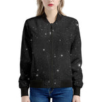 Black Space Print Women's Bomber Jacket