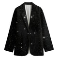 Black Space Print Women's Cotton Blazer