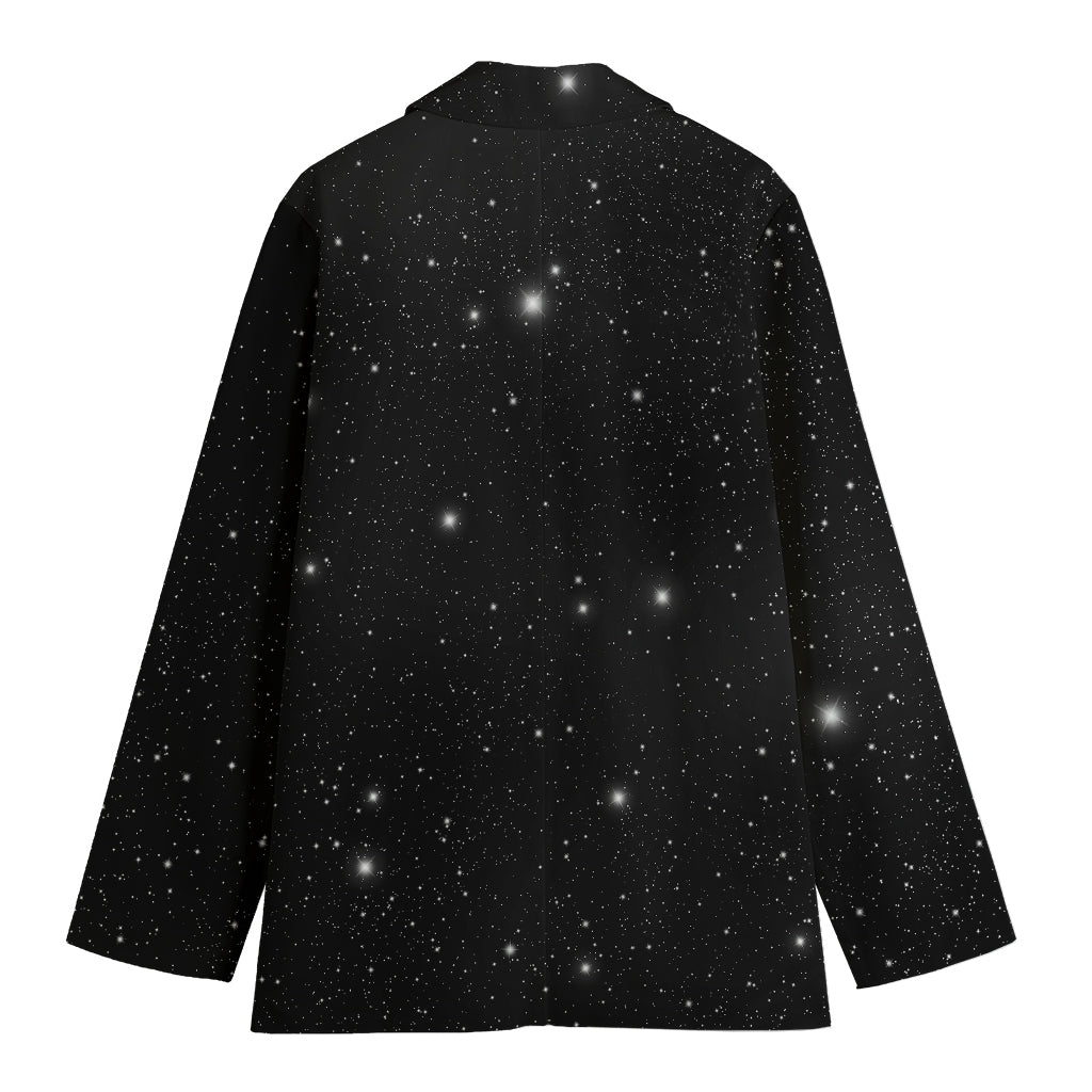 Black Space Print Women's Cotton Blazer