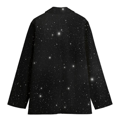 Black Space Print Women's Cotton Blazer