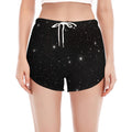 Black Space Print Women's Split Running Shorts