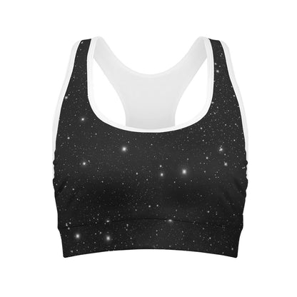 Black Space Print Women's Sports Bra