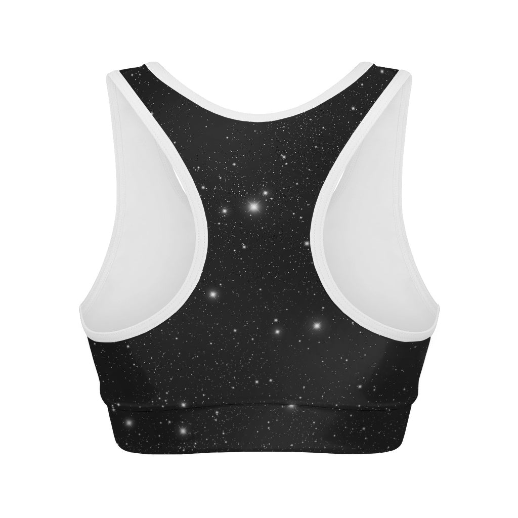 Black Space Print Women's Sports Bra