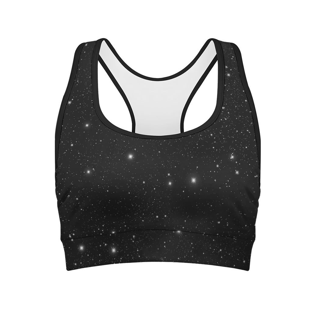 Black Space Print Women's Sports Bra