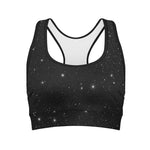 Black Space Print Women's Sports Bra