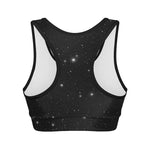 Black Space Print Women's Sports Bra