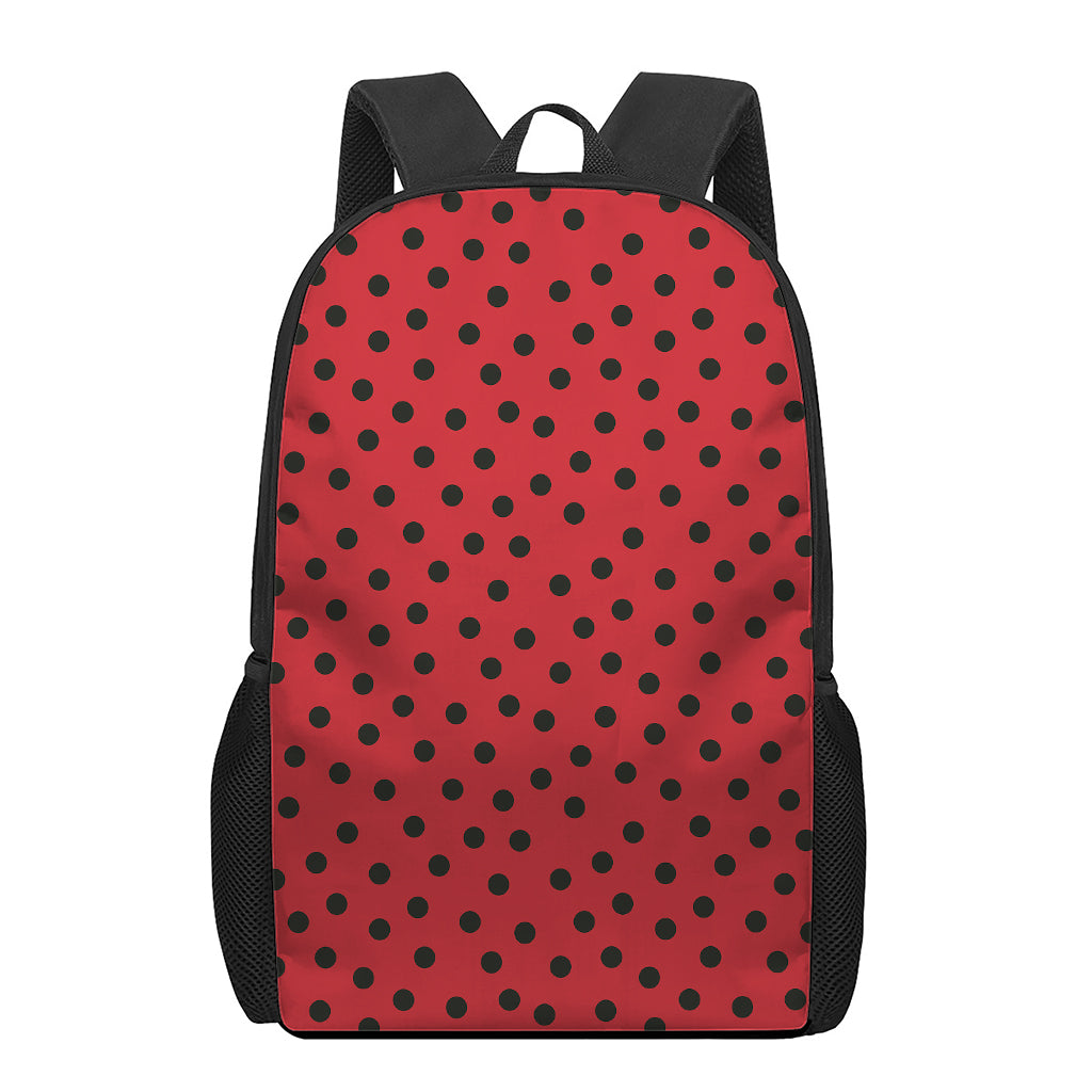 Black Spots Ladybird Pattern Print 17 Inch Backpack