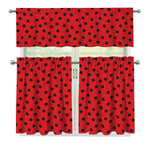 Black Spots Ladybird Pattern Print 3 Piece Kitchen Curtains