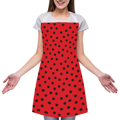 Black Spots Ladybird Pattern Print Adjustable Apron