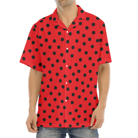 Black Spots Ladybird Pattern Print Aloha Shirt