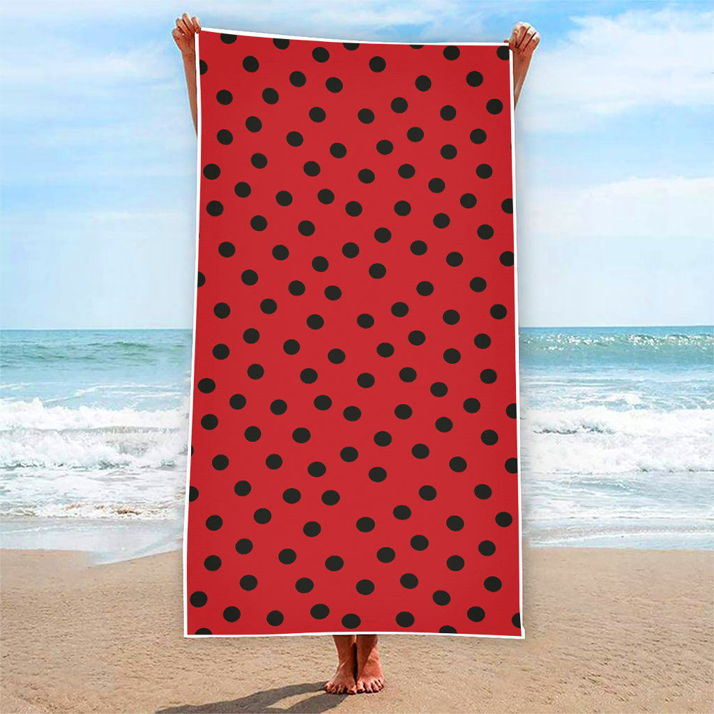 Black Spots Ladybird Pattern Print Beach Towel