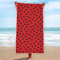 Black Spots Ladybird Pattern Print Beach Towel