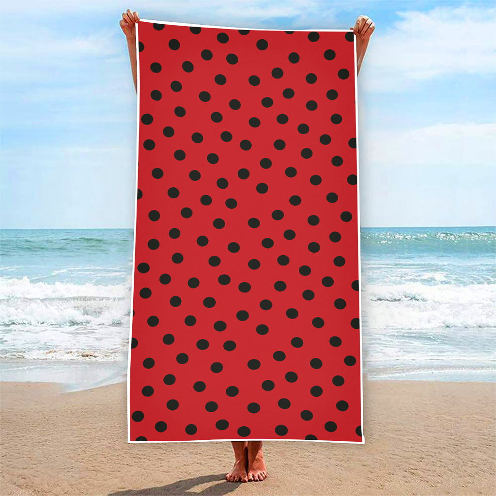 Black Spots Ladybird Pattern Print Beach Towel