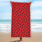 Black Spots Ladybird Pattern Print Beach Towel