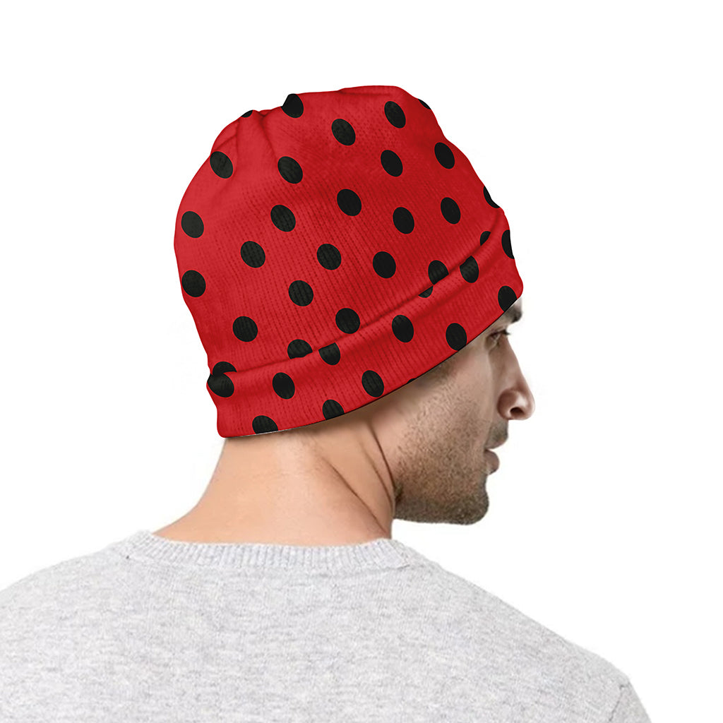 Black Spots Ladybird Pattern Print Beanie