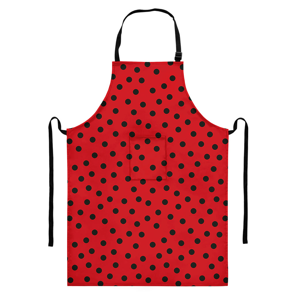 Black Spots Ladybird Pattern Print Bib Apron With Pocket