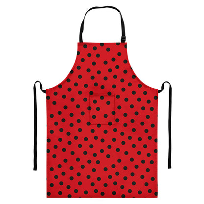 Black Spots Ladybird Pattern Print Bib Apron With Pocket