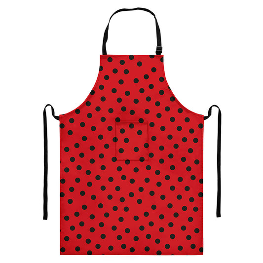 Black Spots Ladybird Pattern Print Bib Apron With Pocket