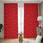 Black Spots Ladybird Pattern Print Blackout Pencil Pleat Curtains