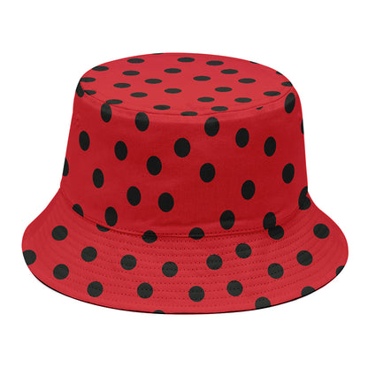 Black Spots Ladybird Pattern Print Bucket Hat
