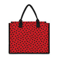 Black Spots Ladybird Pattern Print Canvas Tote Bag