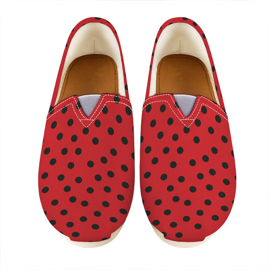 Black Spots Ladybird Pattern Print Casual Shoes