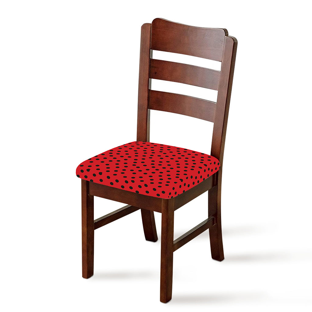 Black Spots Ladybird Pattern Print Chair Cushion Cover