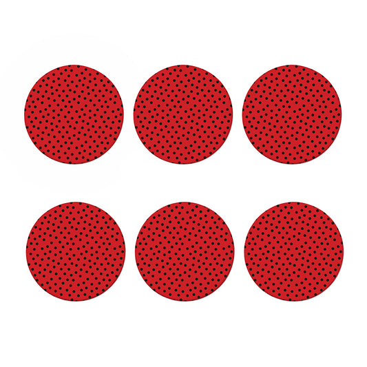 Black Spots Ladybird Pattern Print Coaster Set
