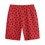 Black Spots Ladybird Pattern Print Cotton Shorts
